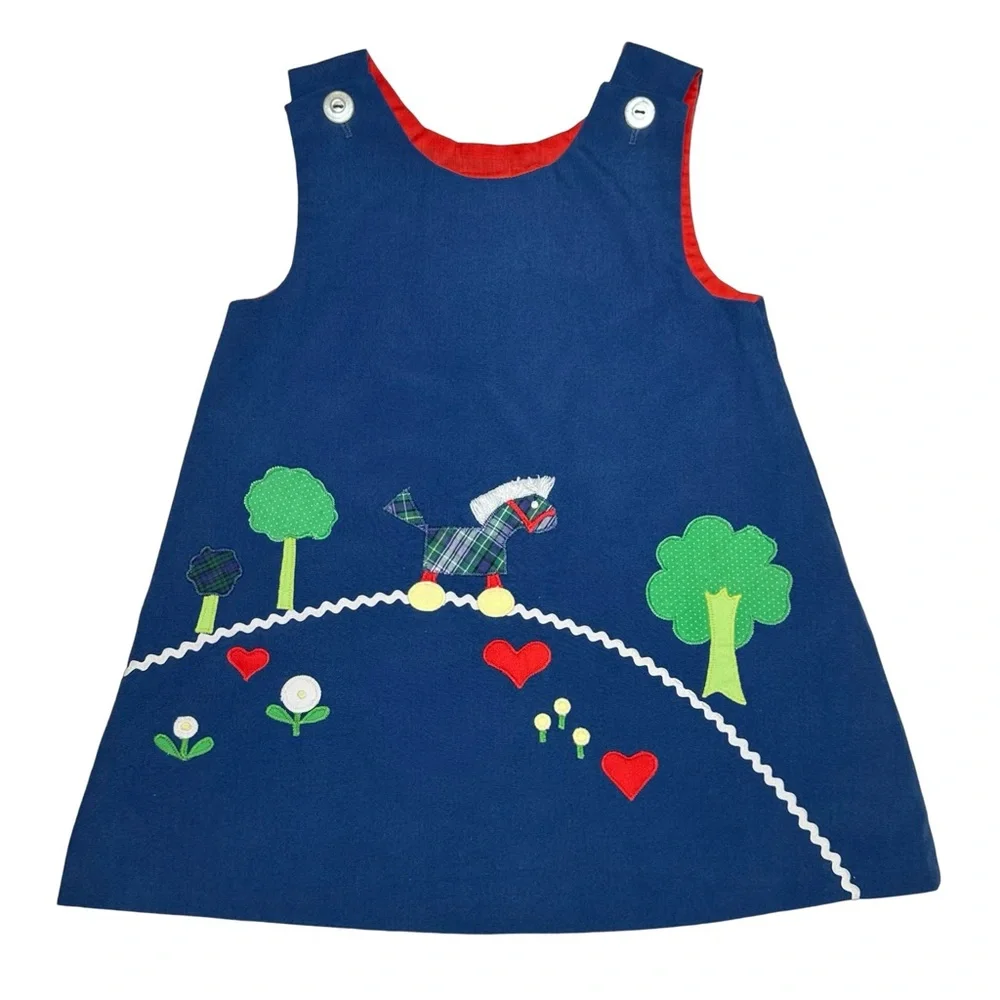 Vintage Chocolate Soup Horse‎ Trees Hearts Flowers Appliqué Dress